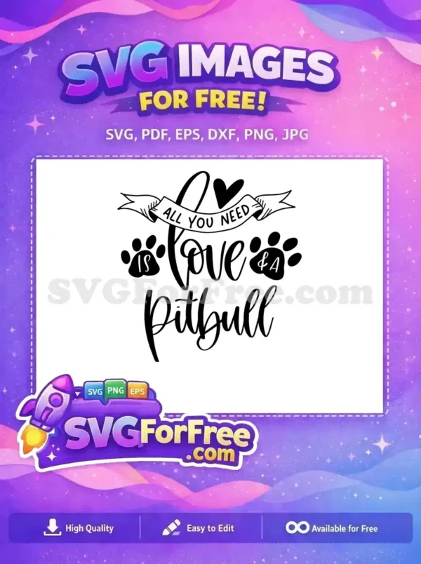 Free Heart Banner Free Paw Prints Pitbull Quote Free SVG