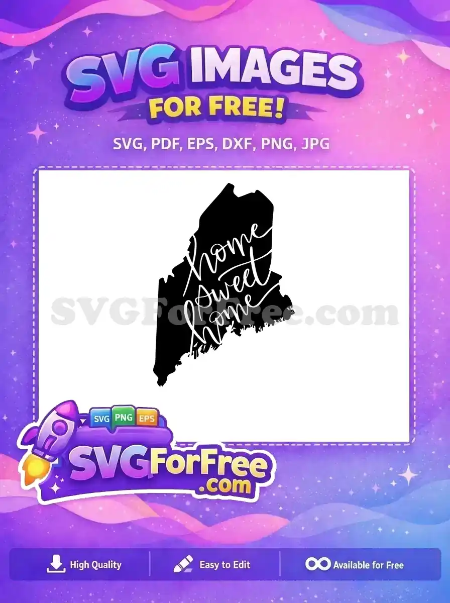 Free Maine Map Free Home Quotes State Free SVG