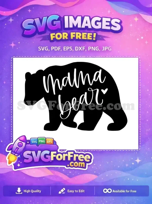 Free Mama Bear Silhouette Free Heart Detail Family Free SVG Free Mama Bear Silhouette Free Heart Detail Family Free SVG