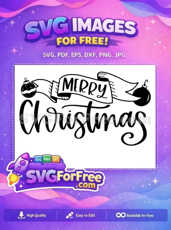 Free Merry Christmas Banner Free Ornaments T shirt Free SVG