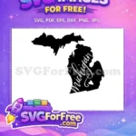 Free Michigan State Outline Free Heart Detail Travel Free SVG - Instant Download