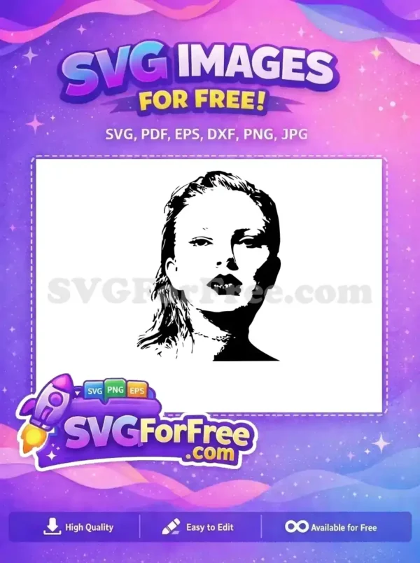 Free Black Hair Free Open Mouth Taylor Swift Free SVG