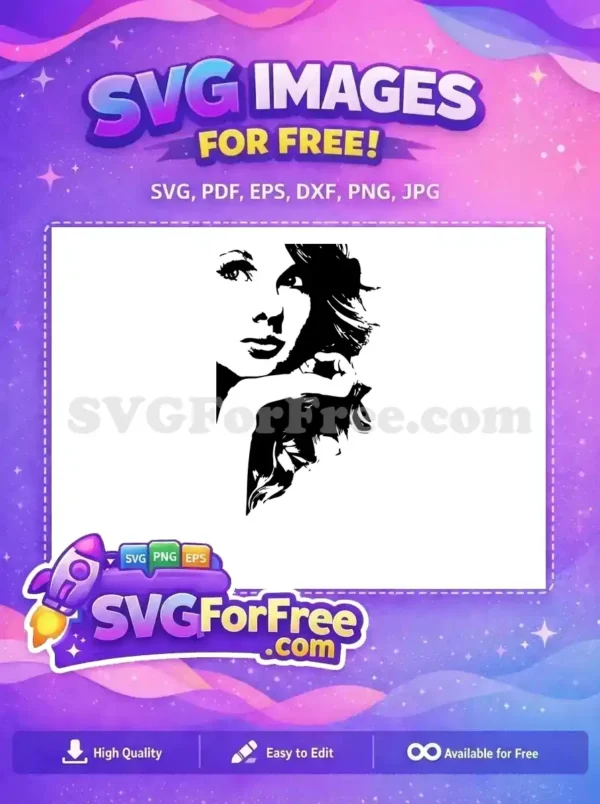 Free Black Haired Free Portrait Taylor Swift Free SVG
