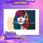 Free Colorful Hair Free Taylor Swift Portrait Singing Free SVG - Instant Download