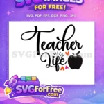 Free Teacher Life Quote Free Apple Hearts Design Free SVG - Instant Download