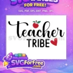 Free Teacher Cursive Apple Free Tribe Red Heart Free SVG - Instant Download