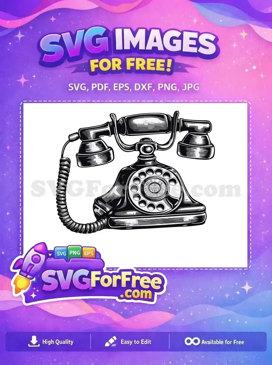 Free Rotary Dial Free Black White Telephone Free SVG