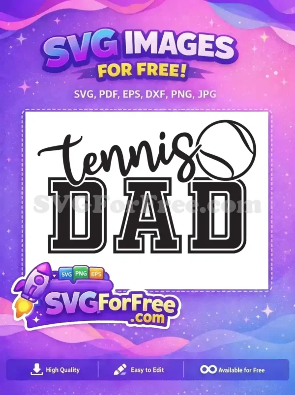 Free Tennis Text Free Dad Block Letters Tennis Free SVG