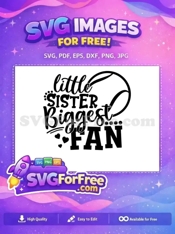 Free Little Sister Biggest Fan Free Tennis Free SVG