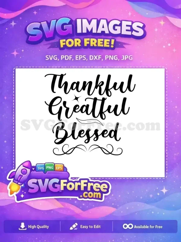 Free Thankful Detail Free Grateful Detail Blessed Free SVG