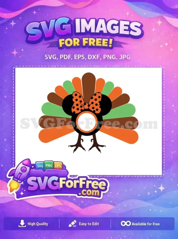Free Minnie Mouse Turkey Free Fall Thank You Free SVG