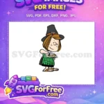 Free Freckled Pilgrim Girl Free Pie Slice Thanksgiving Free SVG - Instant Download