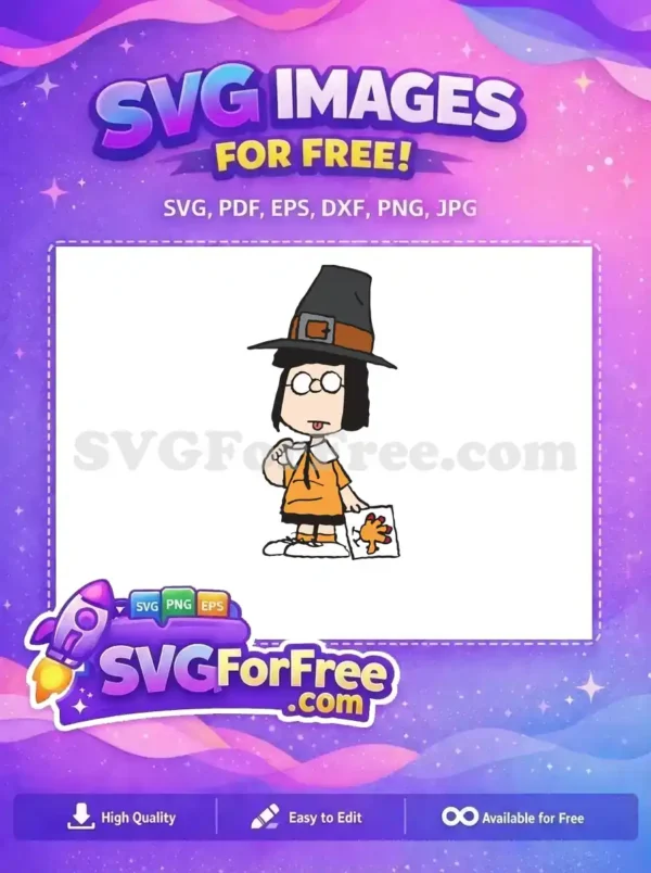 Free Pilgrim Girl Free Tongue Out Charlie Brown Free SVG