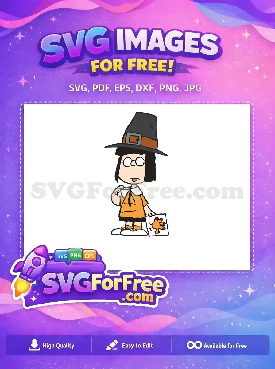 Free Pilgrim Girl Free Tongue Out Charlie Brown Free SVG