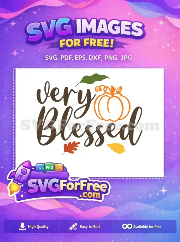 Free Brown Blessed Script Free Pumpkin Leaves Thanksgiving Free SVG