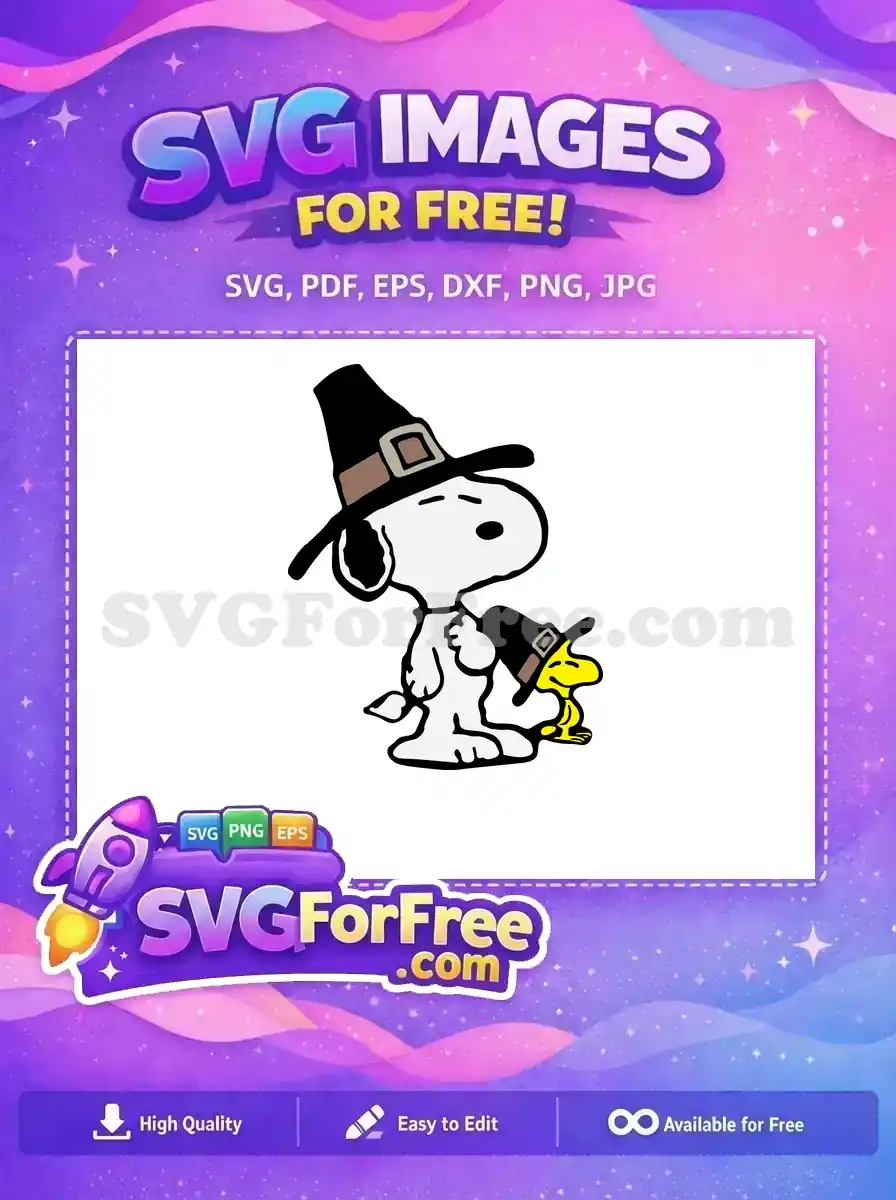 Free Snoopy Pilgrim Hat Free Woodstock Thanksgiving Free SVG