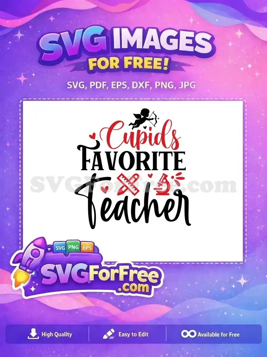 Free Cupid Heart Free Pencil Ruler Teacher Free SVG