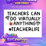 Free Teachers Quote Free Wifi Apple Teacher Life Free SVG - Instant Download