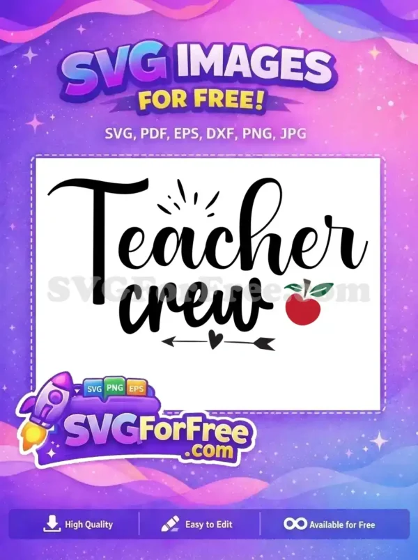 Free Teacher Crew Free Apple Heart Arrow Free SVG