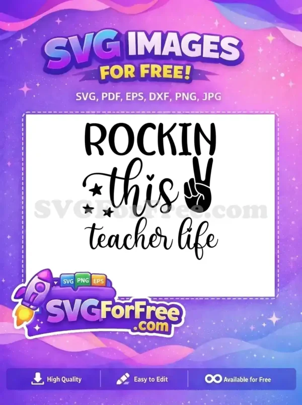 Free Rocking Stars Free Peace Sign Teacher Life Free SVG
