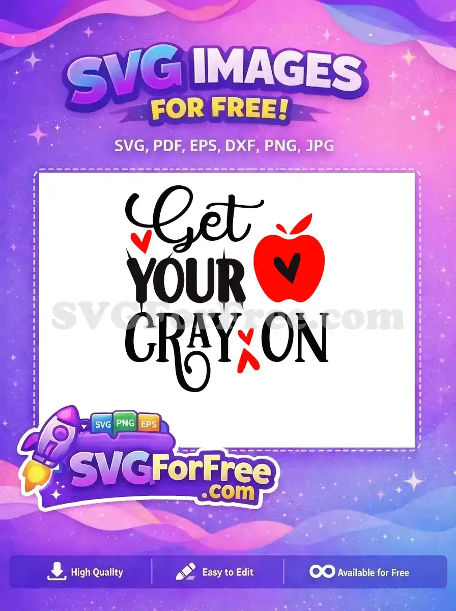 Free Crayon Apple Free Heart Accents Teacher Quotes Free SVG