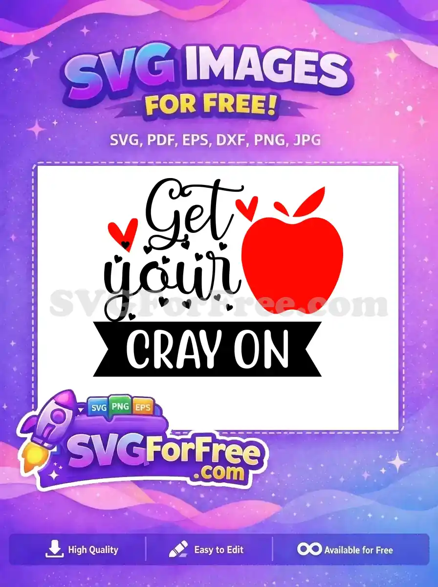 Free Get Your Crayon On Free Red Apple Teacher Free SVG