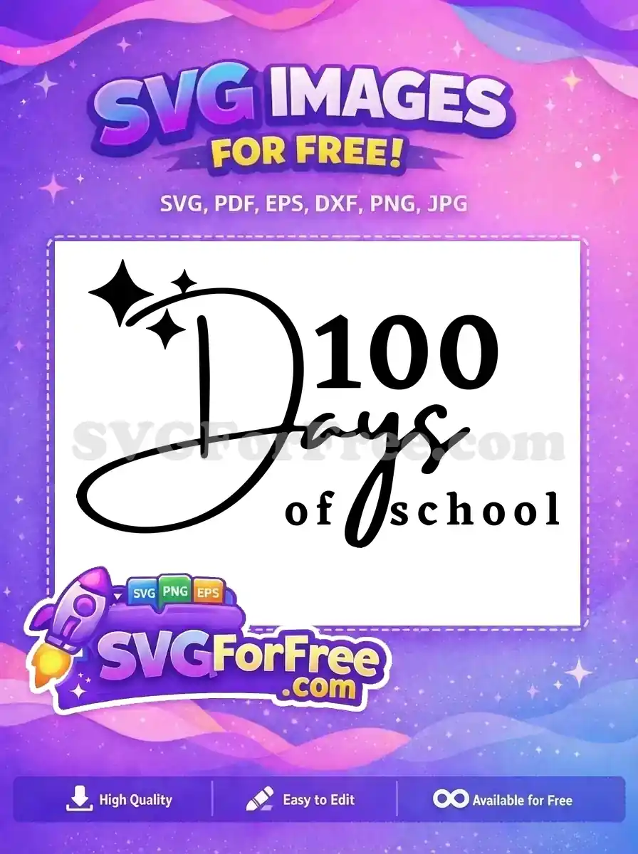 Free Cursive Days Free Stars Decoration 100 Days Free SVG