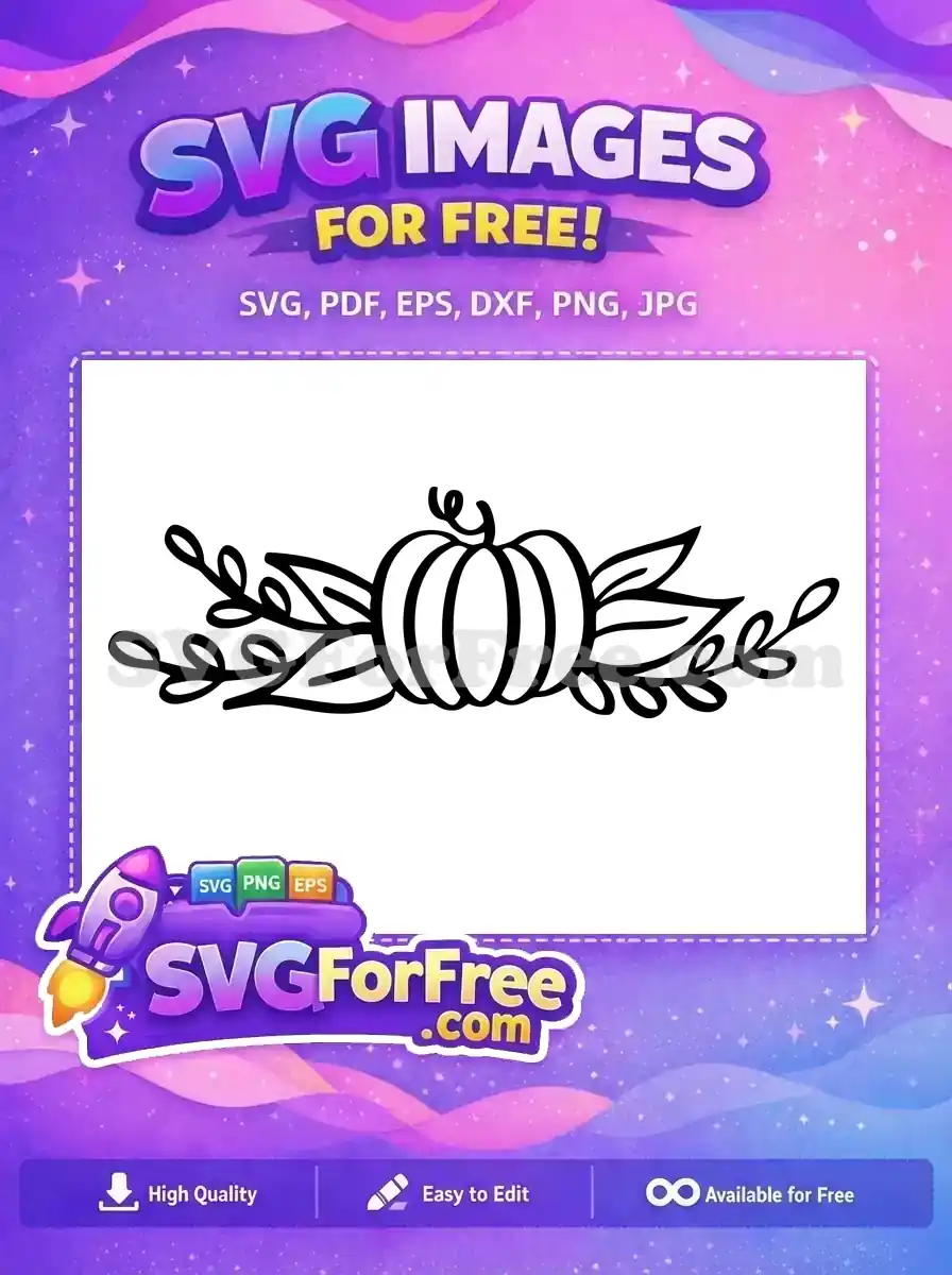 Free Black Outline Pumpkin Free Vine Leaves Thanksgiving Free SVG