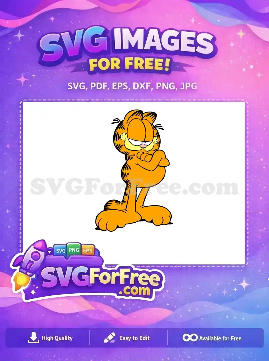 Free Grumpy Garfield Free Arms Crossed The Garfield Movie Free SVG