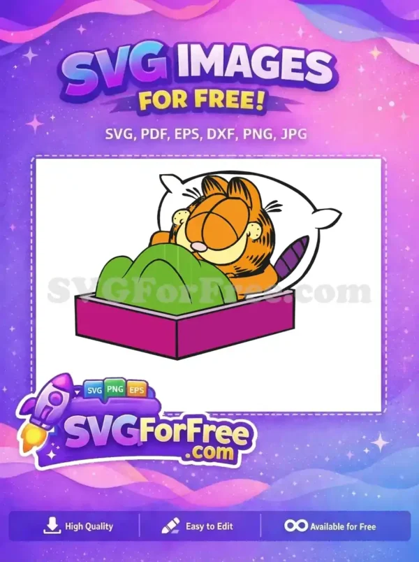 Free Sleepy Orange Cat Free Striped Tail The Garfield Movie Free SVG