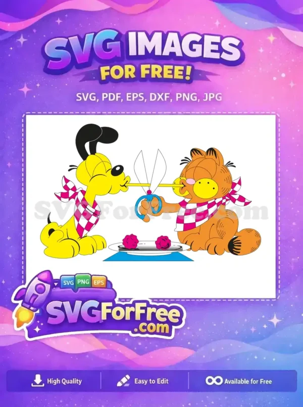 Free Odie with Bandana Free Garfield Scissors The Garfield Movie Free SVG
