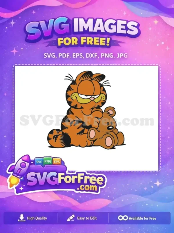 Free Orange Cat Free Hugging Teddy The Garfield Movie Free SVG