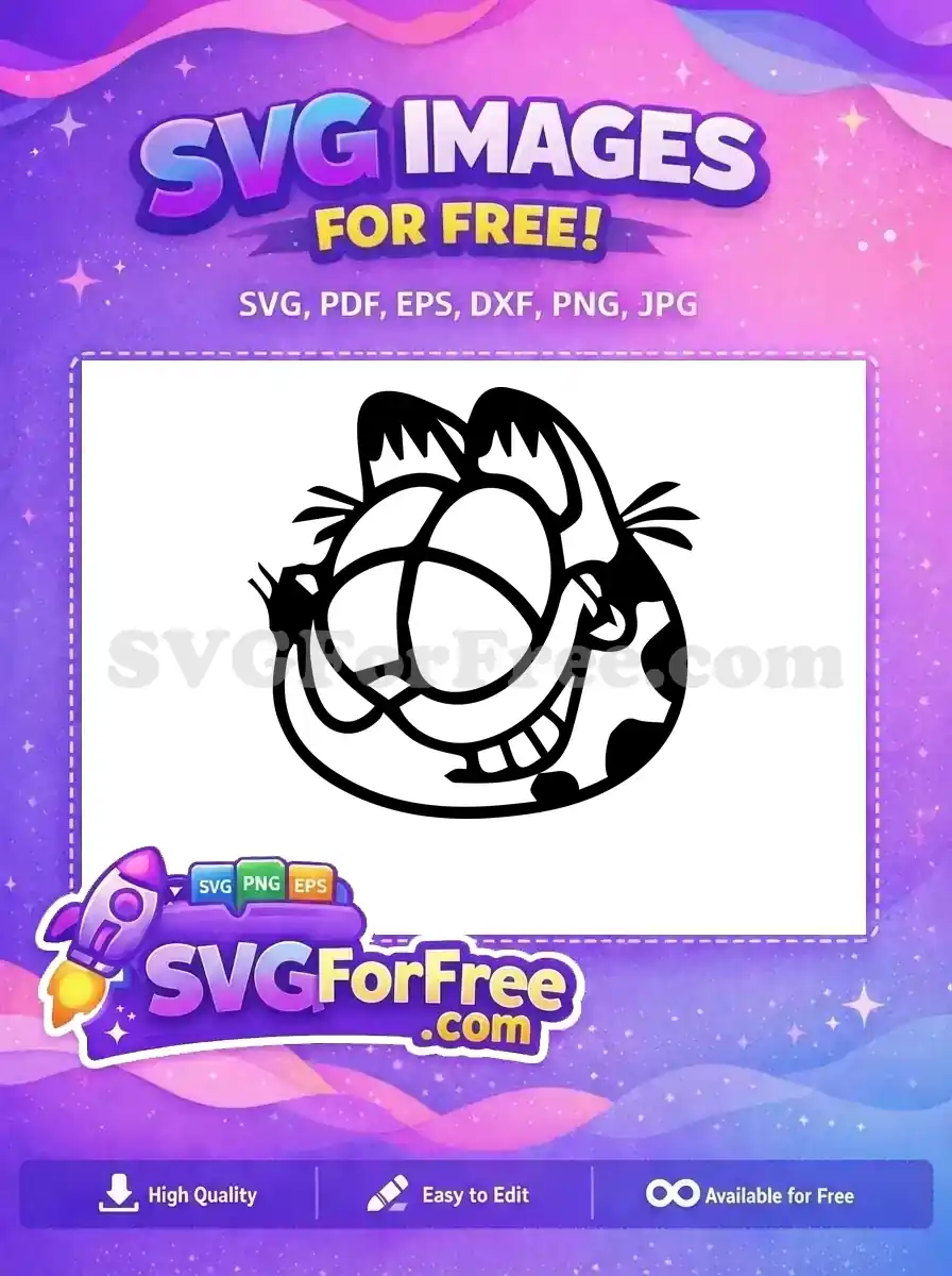 Free Smiling Garfield Free Black and White The Garfield Movie Free SVG