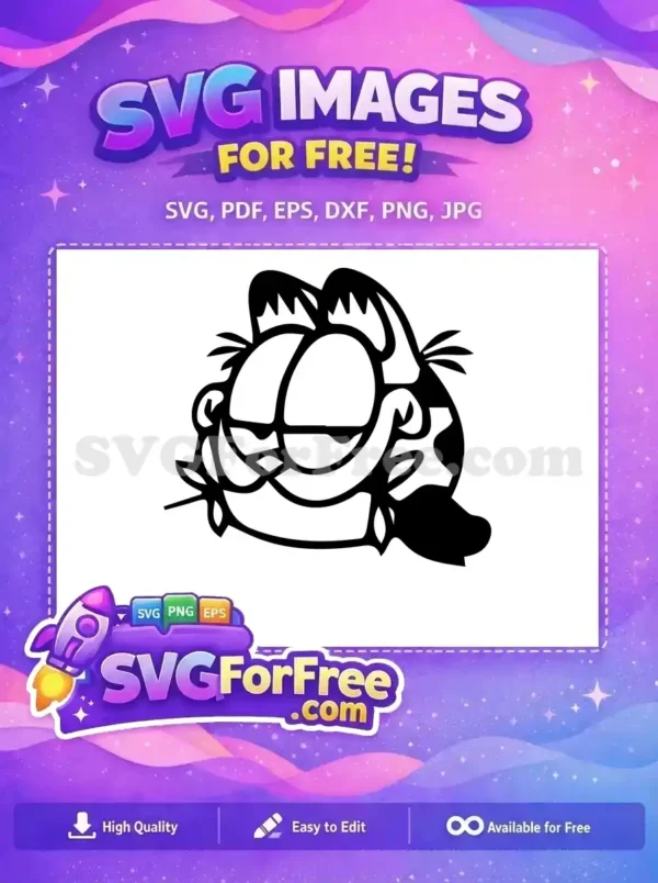 Free Sarcastic Garfield Face Free Tongue Out The Garfield Movie Free SVG