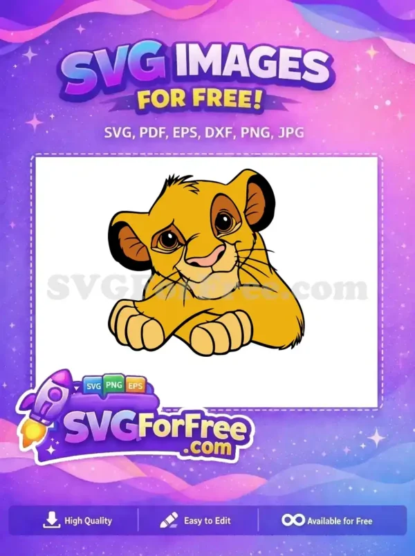 Free Simba Cute Eyes Free Golden Fur The Lion King Free SVG