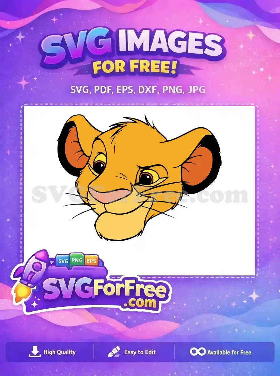 Free Simba face close-up Free cute expression The Lion King Free SVG