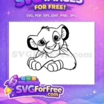 Free Simba Cub Face Free Black Outline The Lion King Free SVG - Instant Download