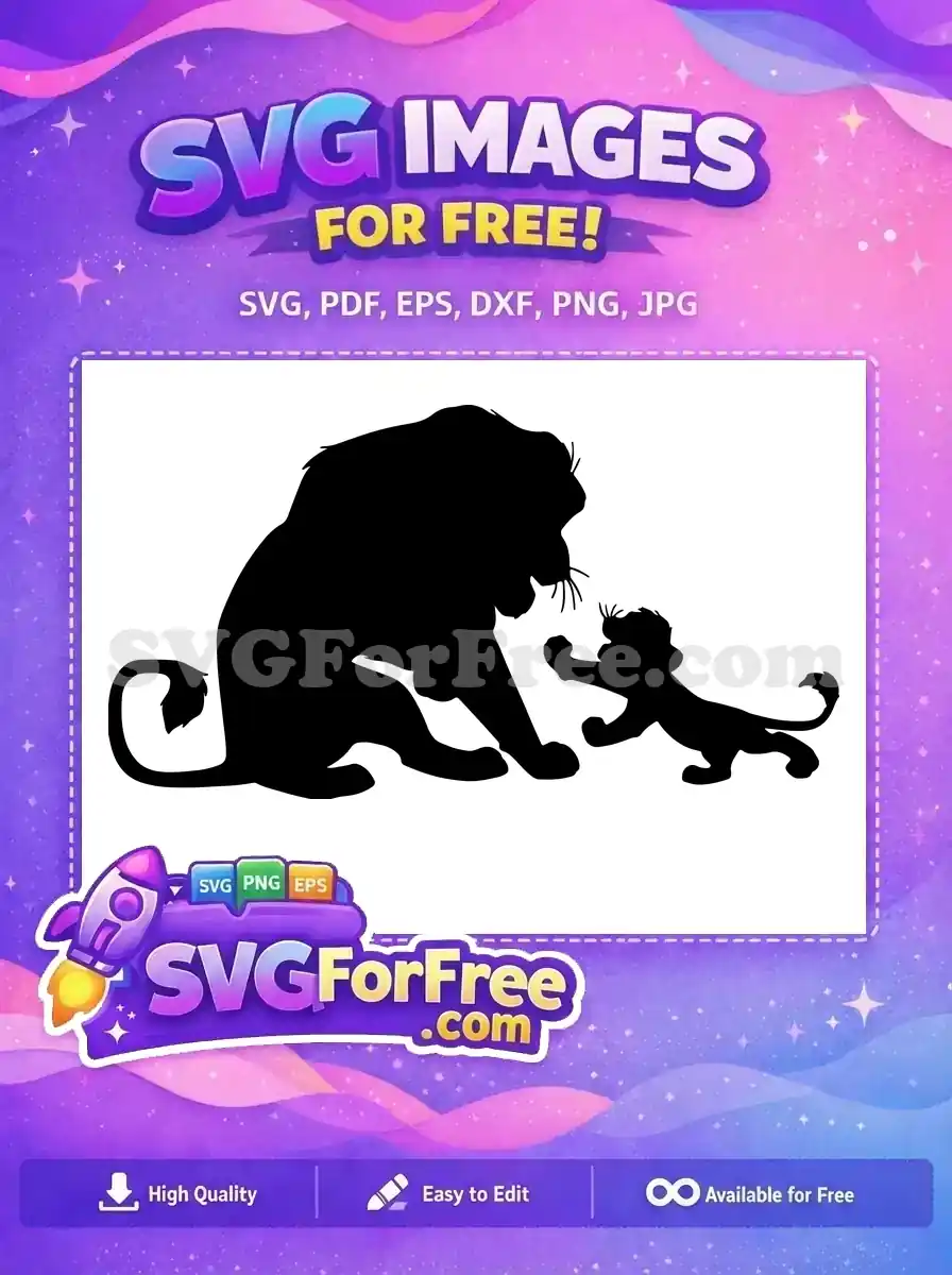 Free Father Son Silhouette Free Simba Nala The Lion King Free SVG