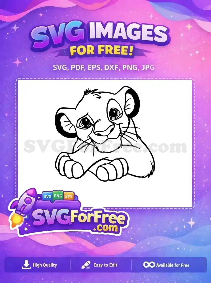 Free Simba Cub Face Free Outline The Lion King Free SVG