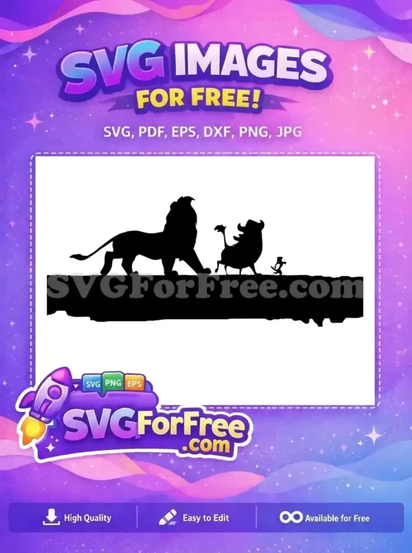 Free Simba Pumbaa Timon Walking Free Silhouette The Lion King Free SVG