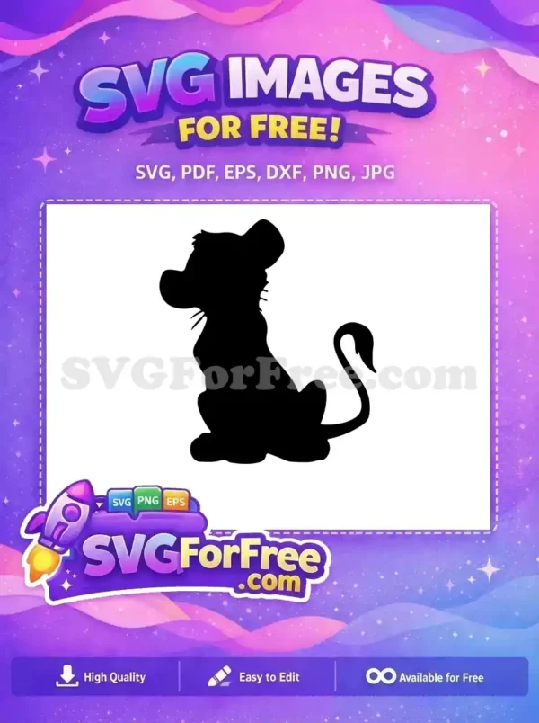 Free Simba Cub Silhouette Free Sitting Pose Lion King Free SVG