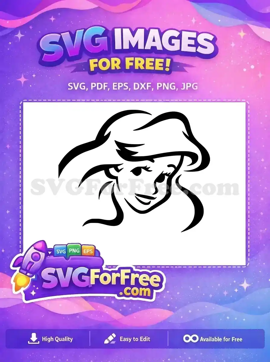 Free Smiling Ariel Face Free Flowing Hair The Lion King Free SVG