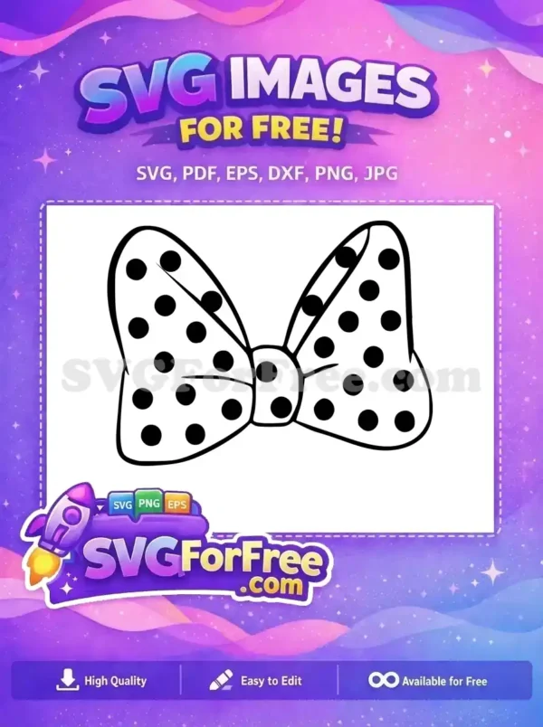 Free Minnie Polka Dot Bow Free Black White Design Free SVG