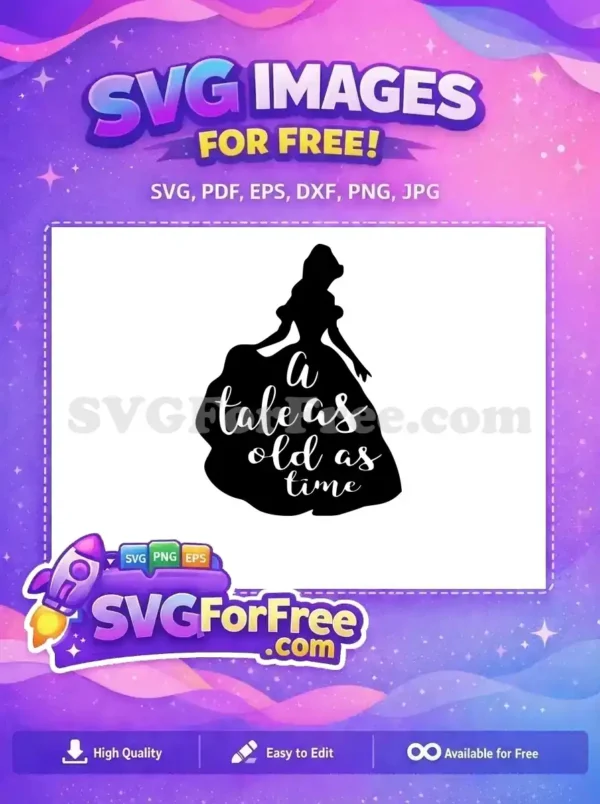 Free Princess Silhouette Free Tale as Old as Time Free SVG