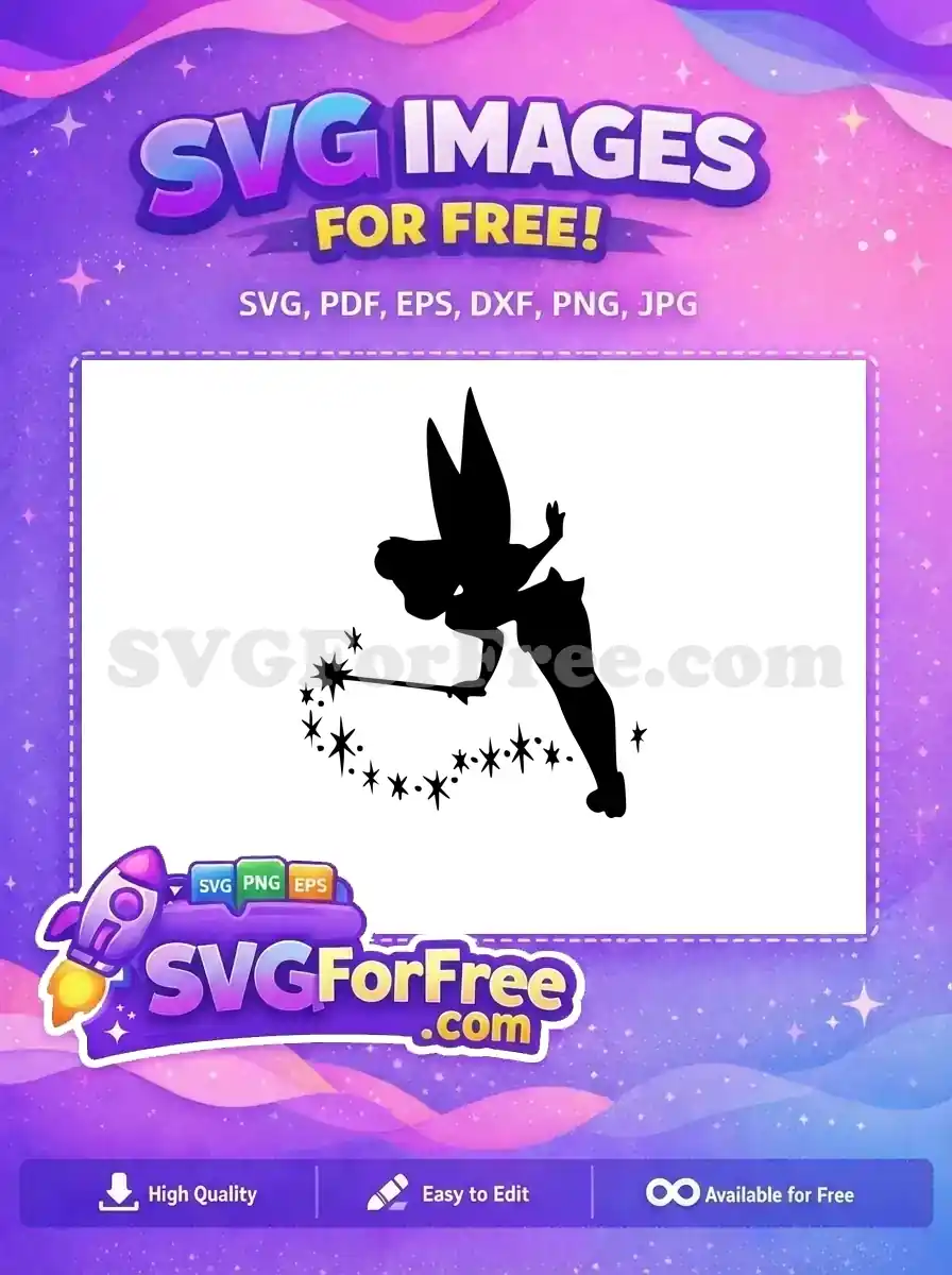 Free Tinkerbell Silhouette Free Magic Wand Peter Pan Free SVG