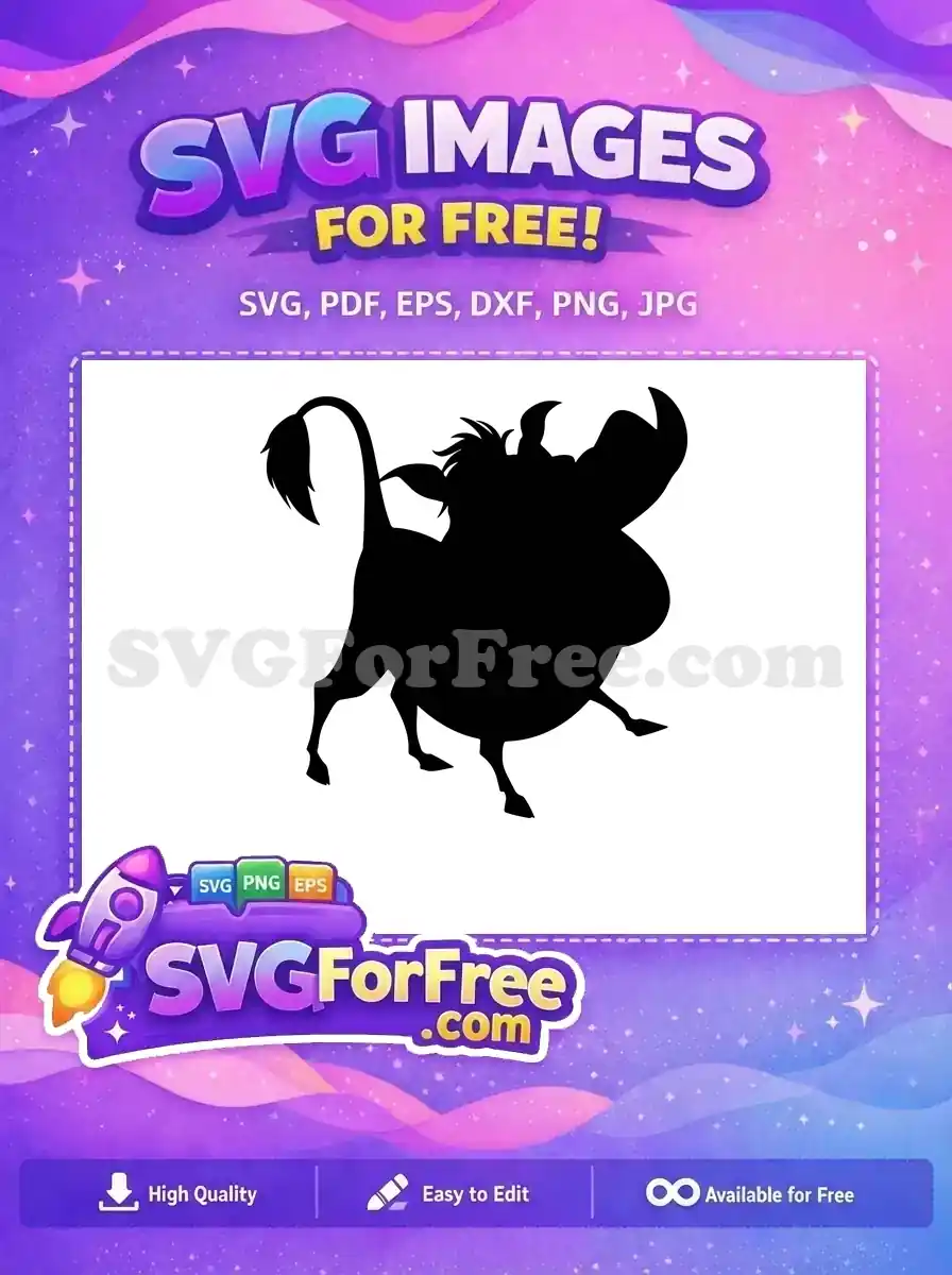 Free Pumbaa Silhouette Free Exuberant Pose The Lion King Free SVG