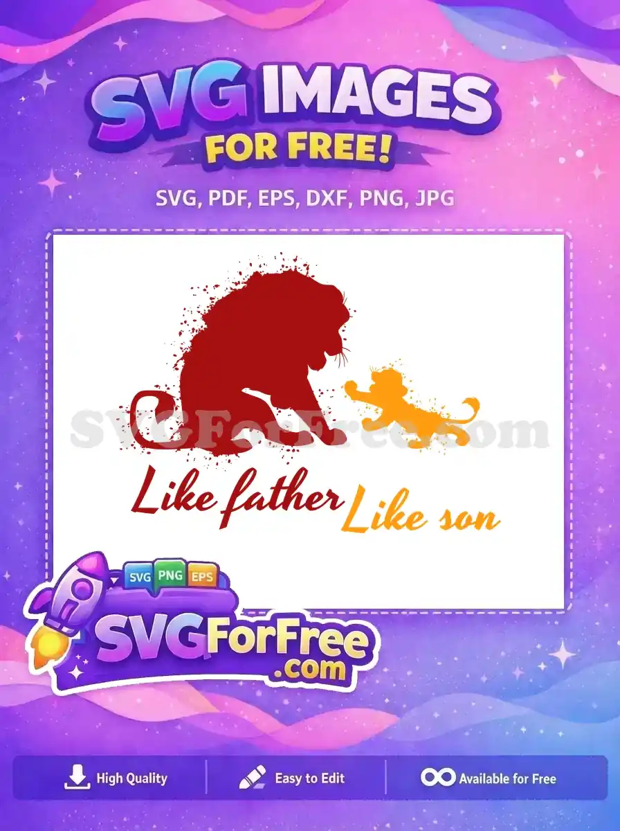 Free Father Son Red Orange Free Silhouette The Lion King Free SVG