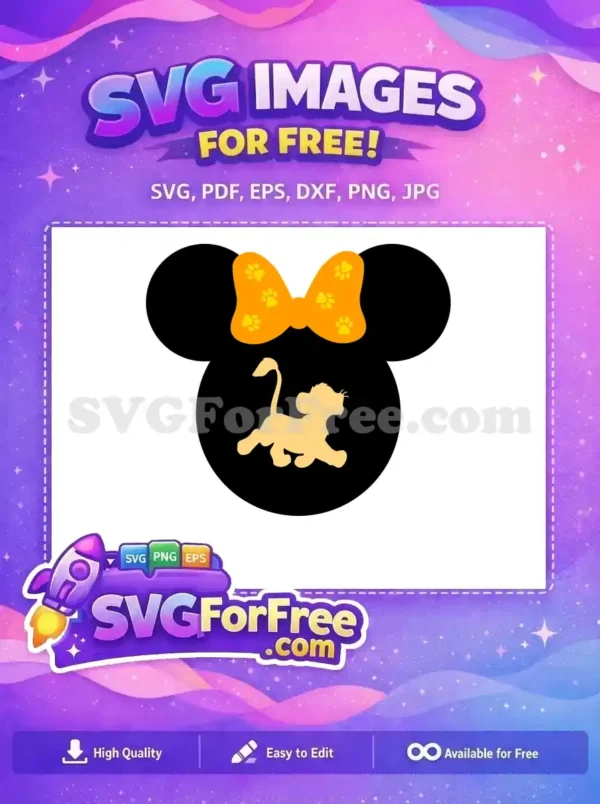 Free Simba Silhouette Free Paw Print Bow The Lion King Free SVG