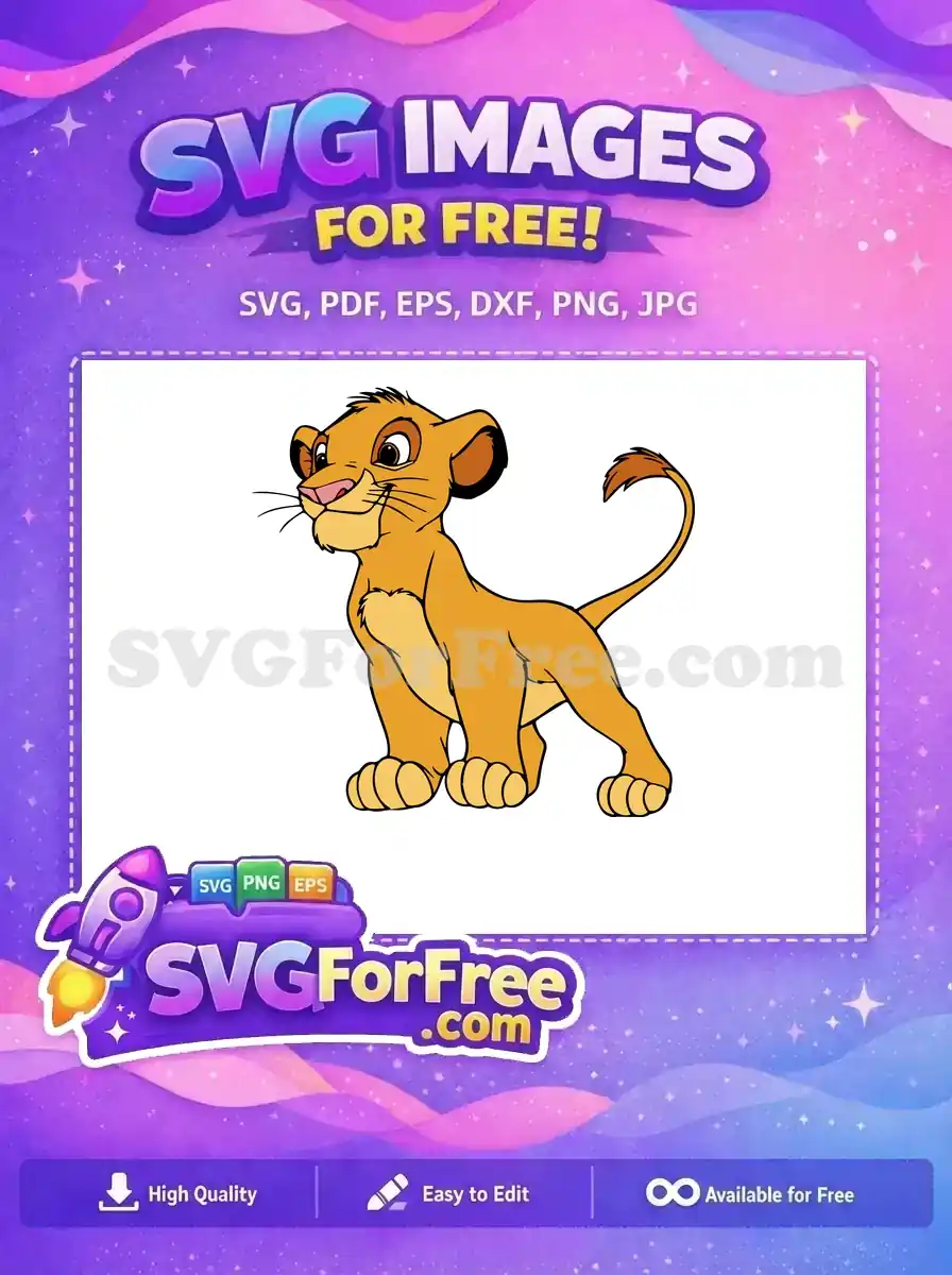 Free Playful Simba Free Orange Cub The Lion King Free SVG