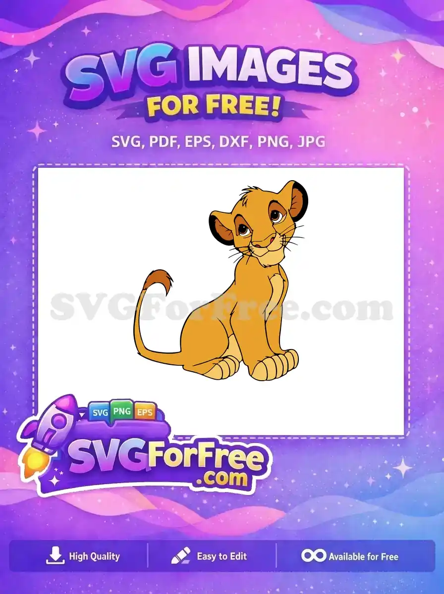 Free Simba Cub Smiling Free Cute Pose The Lion King Free SVG